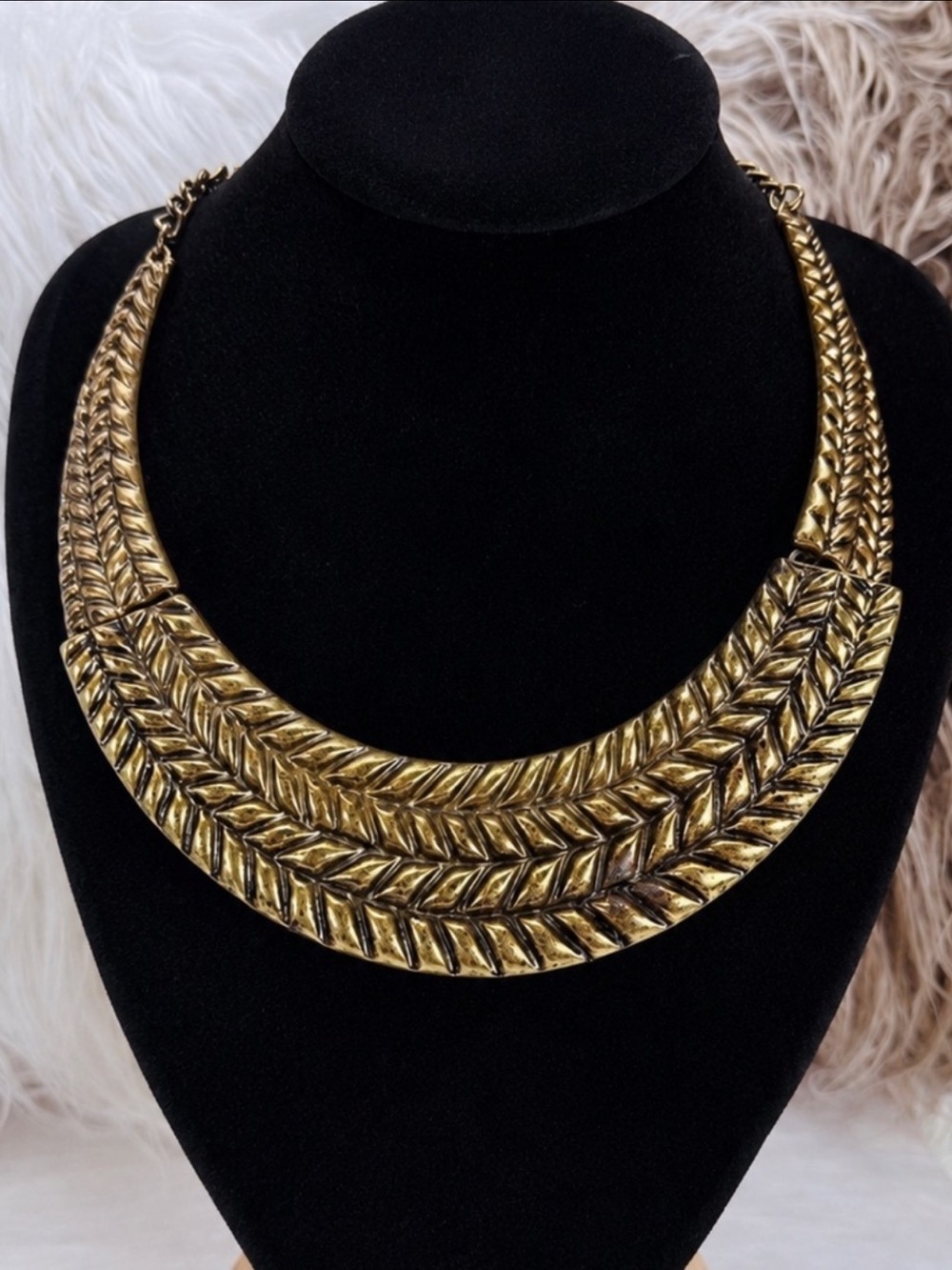 Vintage Bohemian chic bronze tone, choker statement, necklace